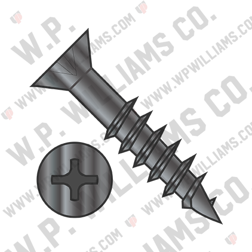 Phillips Flat Head no Nibs Deep Thread Wood Screw 2/3 Threaded Black Oxide