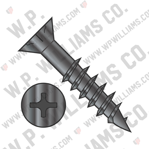 Phillips Flat Head w/Nibs Deep Thread Wood Screw 2/3 Threaded Black Oxide