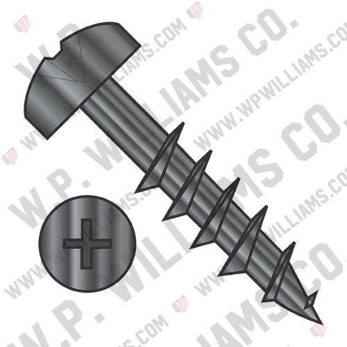 Phillips Pan Deep Thread Wood Screw 2/3 Thread Black Oxide and Oil