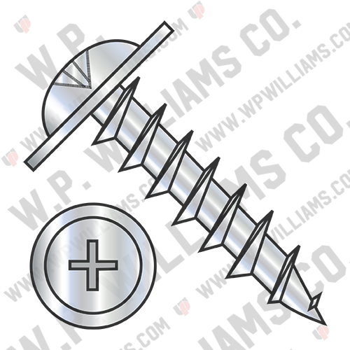 Phillips #10 Round Washer Head Deep Thread Wood Screw Full Thread Zinc Bake