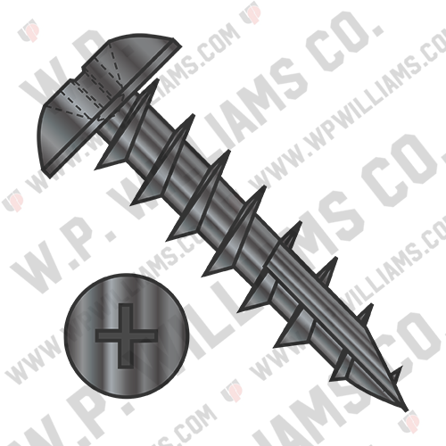 Phillips Truss Deep Thread Wood Screw Full Thread Type 17 point Black Oxide