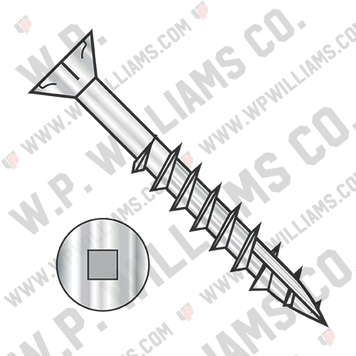 Square Drive Flat Head Nibs Deck Screw Type 17 2/3 Thread 18 8 Stainless Steel