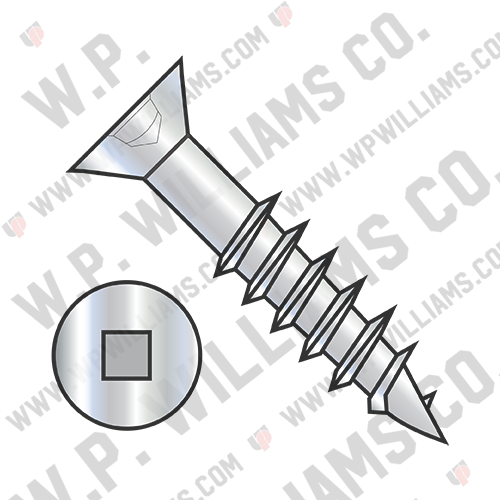 Flat Head (no nibs) Square Drive Deep Thread Wood Screw 2/3 Threaded Zinc Bake
