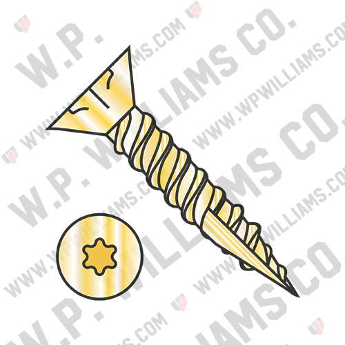 6 Lobe Flat Nibs Coarse Thread Type 17 Exterior Screw Full Thread Zinc Yellow