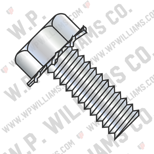 Unslot Indent Hex Head 5/16 AF External Sems Machine Screw Full Thread Zinc And