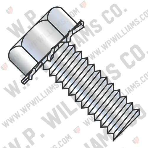 Unslot Indent Hex Head 7/16 AF External Sems Machine Screw Full Thread Zinc And