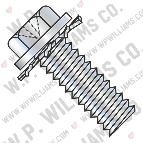 Phillips Indent Hex Washer External Sems Machine Screw Full Thread Zinc & Bake