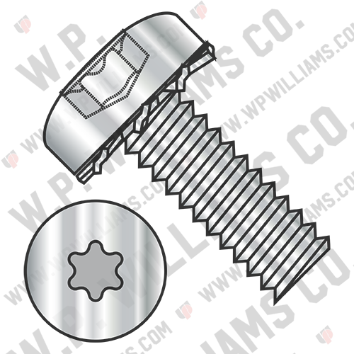 Six Lobe Pan External Tooth Sems Machine Screw Full Thread 18 8 Stainless Steel