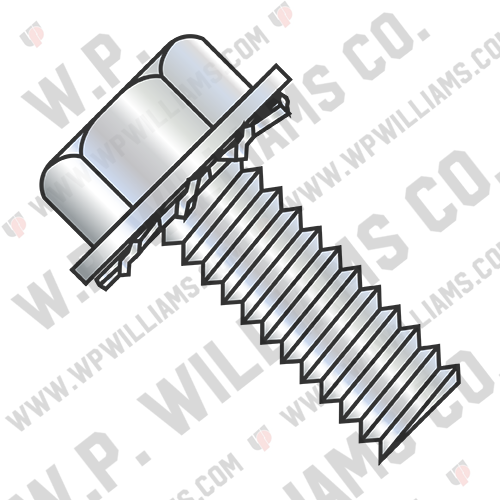 Unslotted Hex Washer External Sems Machine Screw Fully Threaded Zinc Bake