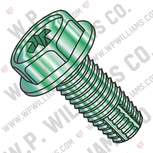 Phillips Ind Hex Wash Grounding Screw Type F Full Thread Zinc GreenBake