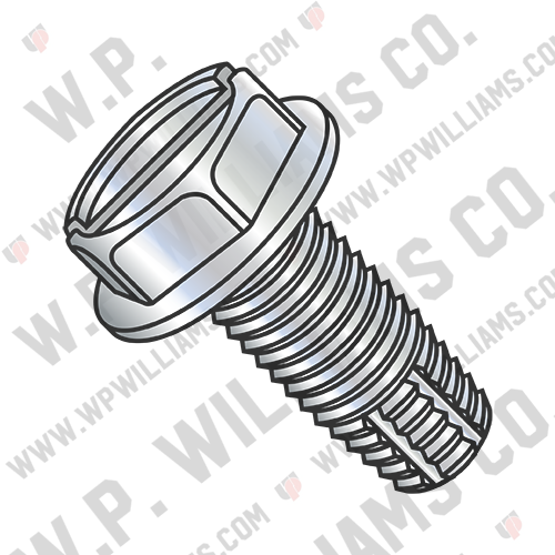 Slotted Indented Hex Washer Thread Cutting Screw Type F Fully Threaded Zinc Bake