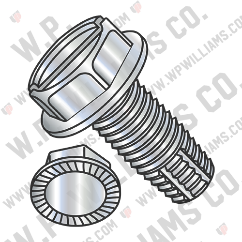 Slot Indent Hex Washer Serrated Thread Cut Screw Type F Full Thread Zinc Bake