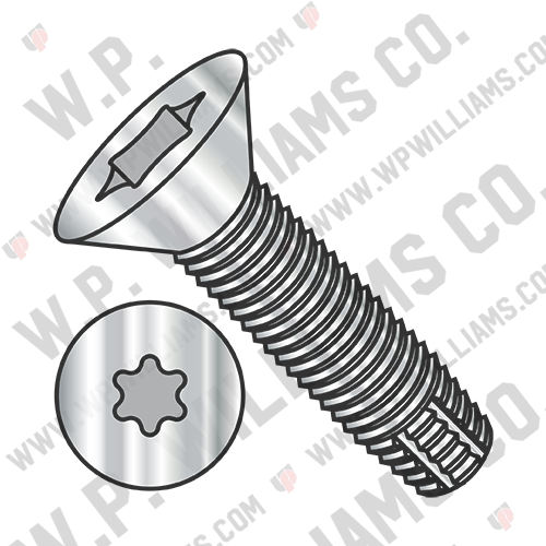 Six Lobe Flat Thread Cutting Screw Type F Fully Threaded 18-8 Stainless Steel