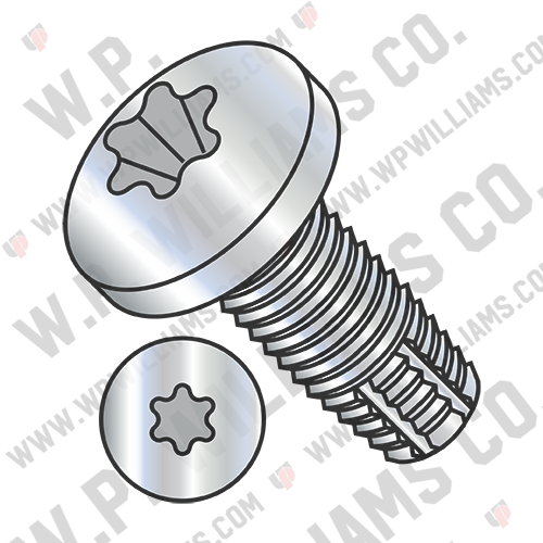 Six Lobe Pan Thread Cutting Screw Type F Fully Threaded Zinc And Bake