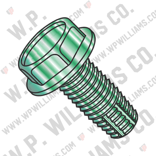 Unslot Ind Hex Wash Grounding  Thread Cutting Screw Type F, F/T  Zinc Bake Green