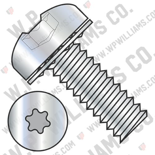 Six Lobe Pan Head Internal Tooth Sems Machine Screw Fully Threaded Zinc and Bake