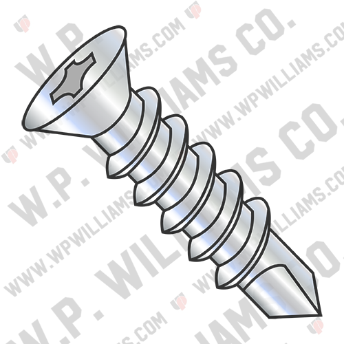 Phillips Flat Self Drilling Screw Full Thread With A #6 Head Zinc and Bake