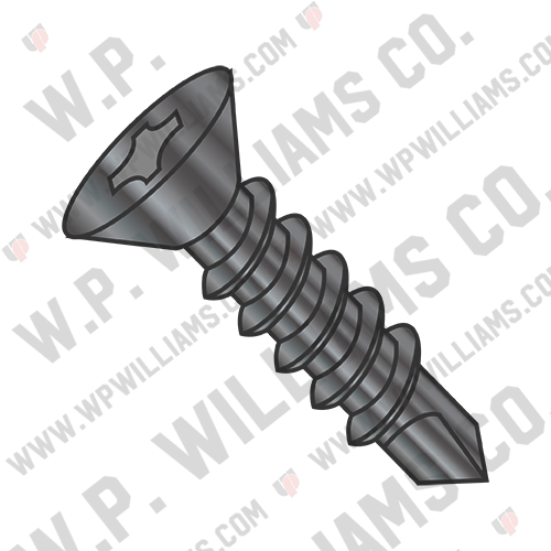 Phillips Flat Self Drilling Screw Full Thread Black Oxide & Oil