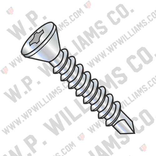 Phillips Flat Trim Head Self Drilling Screw Full Thread Zinc and Bake