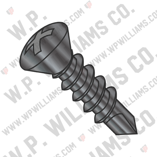 Phillips Oval Full Thread Self Drilling Screw Black Oxide and Oil