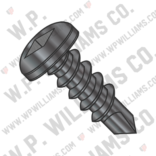 Square Drive Pan Self Drilling Screw Full Thread Black Oxide