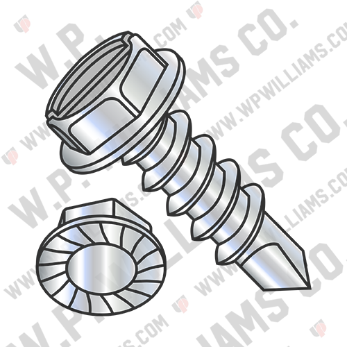 Slot Indented Hex Washer Serrated Self Drilling Screw Full Thread Zinc Bake