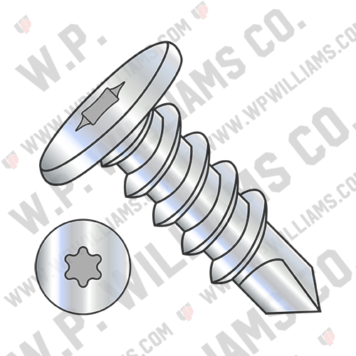 Six Lobe Pancake Head Self Drilling Screw Full Thread Zinc Bake