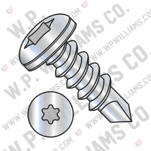 6 Lobe Pan Self Drilling Screw Fully Threaded Zinc and Bake