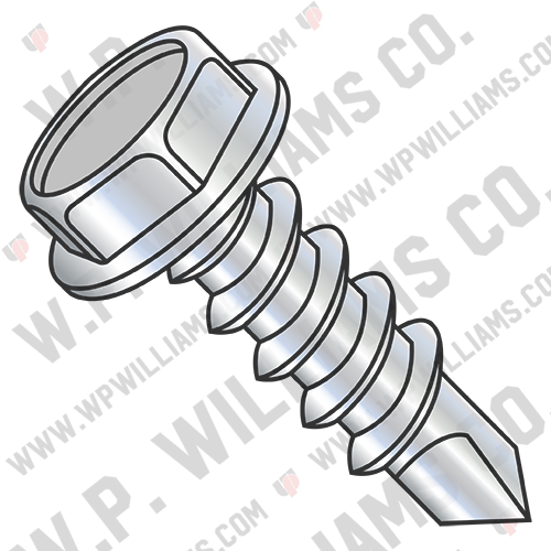 Unslot Indented Hexwasher Self Drill Screw Non-Serrated Full Thread Zinc Bake