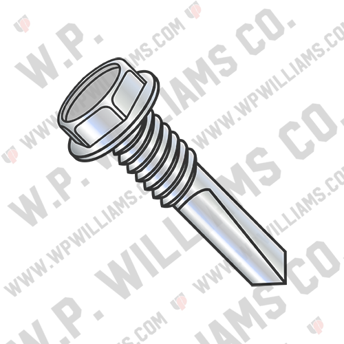 Unslot Hexwasher SDS W/Machine screw Thread #5 Point Full Thread Zinc and Bake