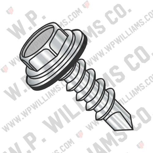 Unslot Hexwash w/Bond NEO EPDM 18-8Washer Self Drill Scr Full Thrd 410 Stainless