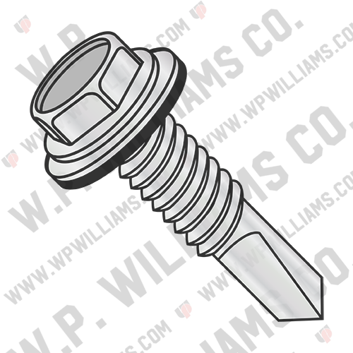 Unslot Hexwash w/Bonded NEO EPDM Washer Self Drilling #4 Point F/T Zc Bk Hi Corr