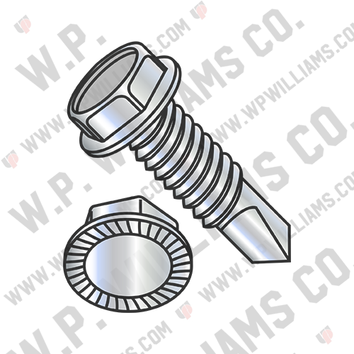 Unslot Ind Hexwasher Serrated Self Drilling Screw Full Thread Zinc Bake