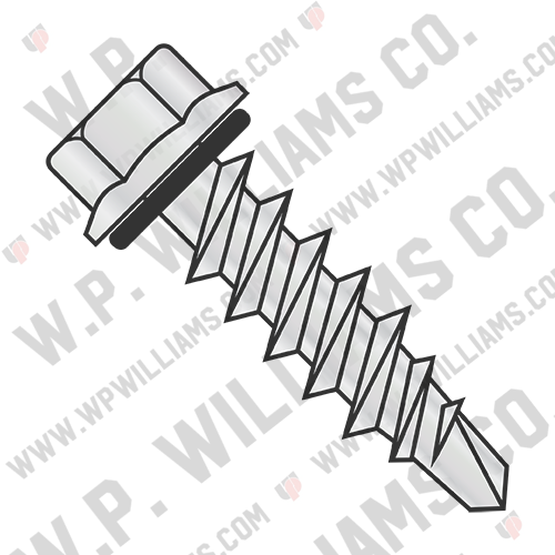 Hex Flange Self Drill #1PT Rubber Washer Full Thrd ZincBake 1000hours Salt Spray