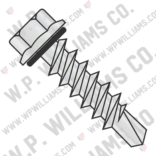 Hex Flange Self Drill with Rubber Washer Full Thrd ZincBake 1000hours Salt Spray
