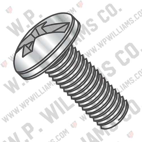 Combination Slot/Phillip Pan Head Machine Screw Full Thread 18-8 Stainless Steel