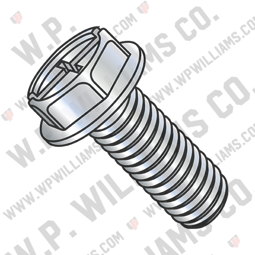 Combo (Slot/Phillips) Indent Hexwasher Machine Screw Full Thread Zinc