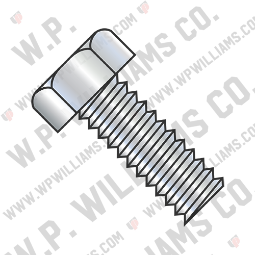 Unslotted Indented Hex Head Machine Screw Fully Threaded Zinc
