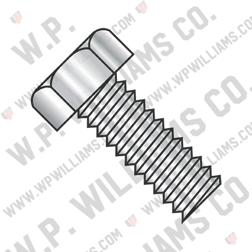 Unslotted Indented Hex Head Machine Screw Fully Threaded 18-8 Stainless Steel