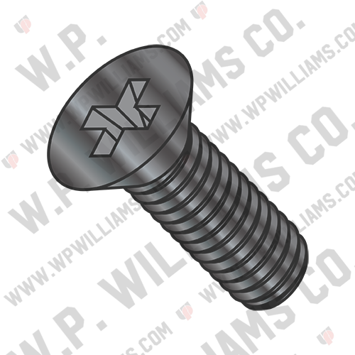 Phillips Flat Machine Screw Fully Threaded Black Oxide