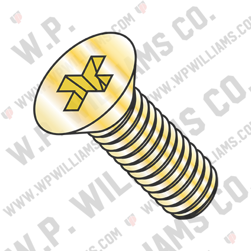 Phillips Flat Machine Screw Fully Threaded Zinc Yellow