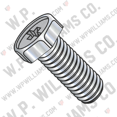 Phillips Indented Hex Head Machine Screw Fully Threaded Zinc