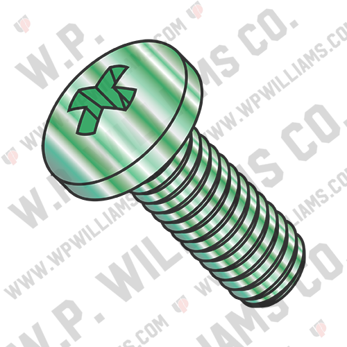 Phillips Pan Grounding Machine Screw Fully Threaded Zinc Green