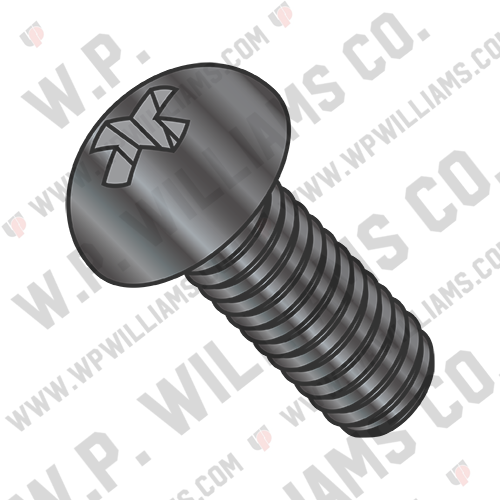 Phillips Round Machine Screw Fully Threaded Black Zinc