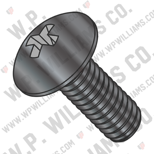 Phillips Full Contour Truss Machine Screw Fully Threaded Black Zinc