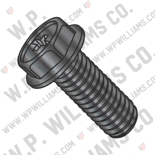 Phillips Indented Hex Washer Machine Screw Fully Threaded Black Oxide and Oil