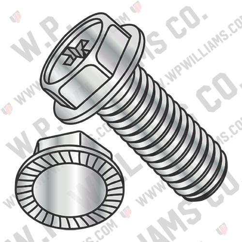 Phillips Hex Washer Serrated Machine Screw Full Thread Nickel
