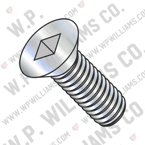 Square Drive Flat Head Machine Screw Fully Threaded Zinc