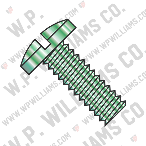 Slotted Binding Undercut Grounding Machine Screw Fully Threaded Zinc Green