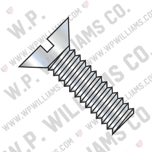 Slotted Flat Machine Screw Fully Threaded Zinc